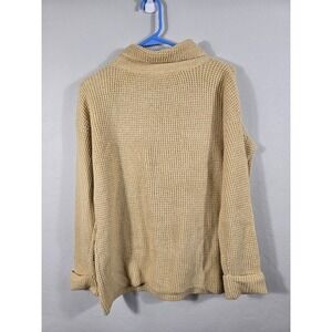 J Jill Waffle Knit Turtleneck Pullover Sweater‎ Long Sleeve Tan Petite Size S